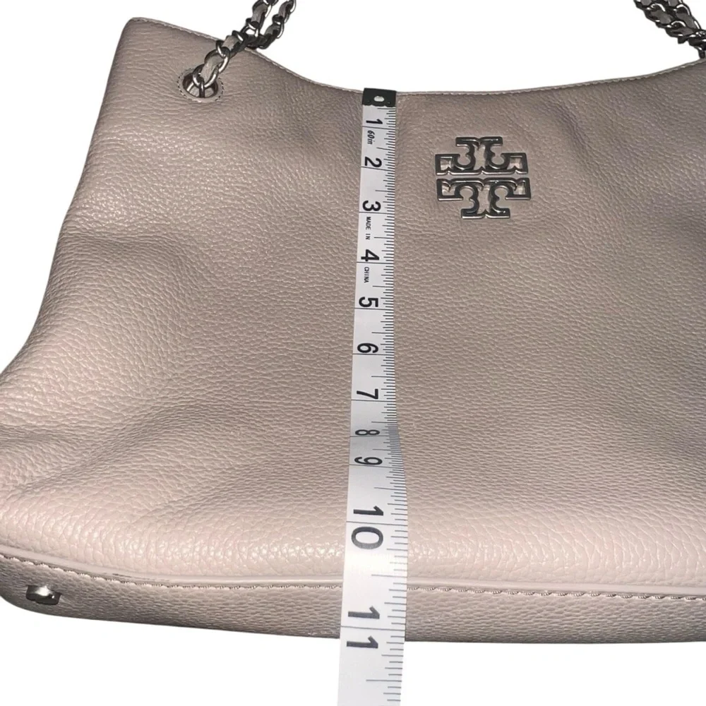 EUC Tory Burch Britten French Grey Pebbled Leather Triple Compartment Tote
